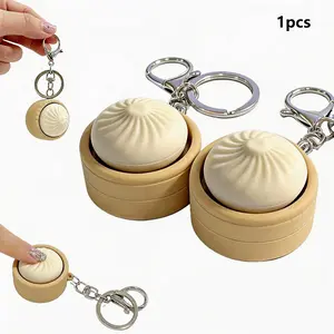 Novelty Dumpling-Shaped Keychain Click Toy - Button Click Keychain, Fidget Keychain, Steamed Bun Stress Relief Toy/For Passing Time, Fashionable Squeezable Toy, Portable, Crisp Sound, Suitable for Home, Office, Travel, Adult Gift