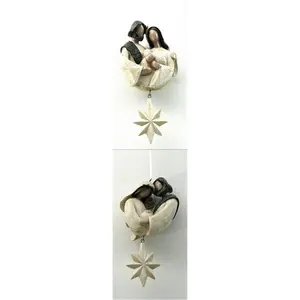 212 MAIN Nativity Ornament - Assorted Resin Finish, 6" Size, Ribbon-Included Nativity Scene Holiday Decorations (2 Varieties, Priced Each)