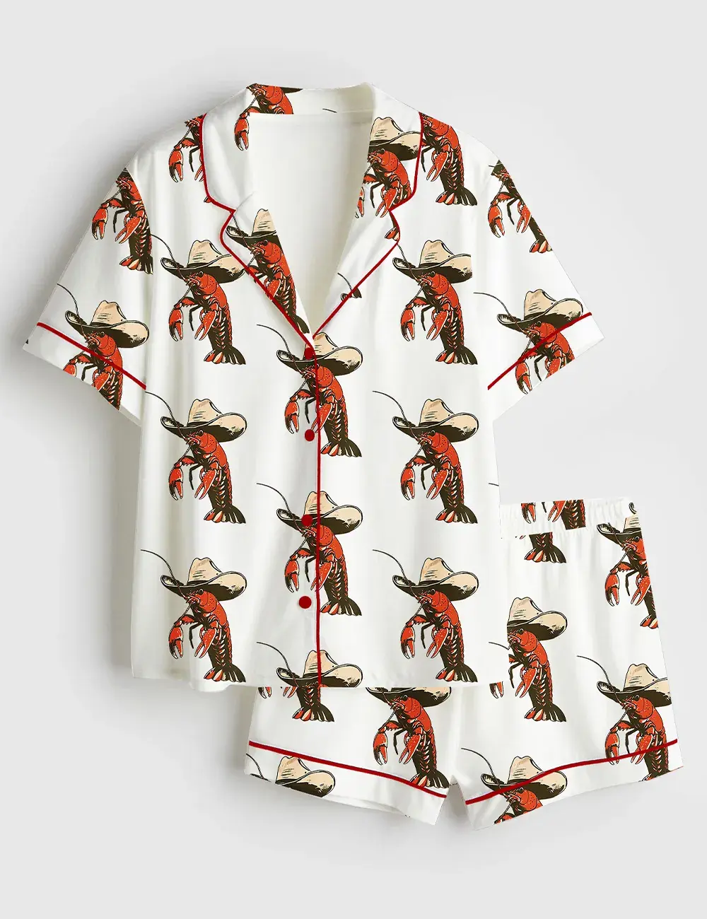 Yee-claw Crawfish Cowboy Short And Long Sleeve Pajama Set, Sleepwear for Women