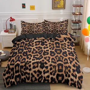 Leopard pattern bedding set quilt cover for children, teenagers and adults polyester quilt cover with pillowcase