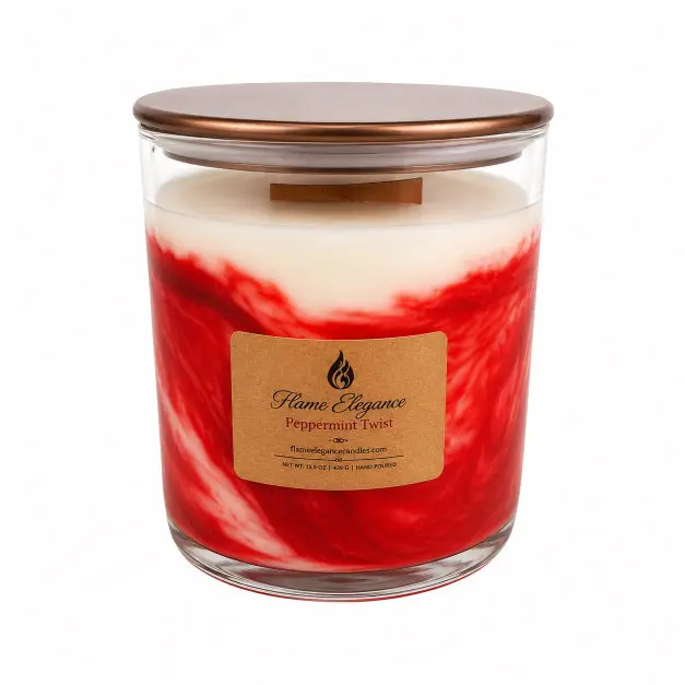 Peppermint Twist Wood Wick Aromatherapy Soy Candle