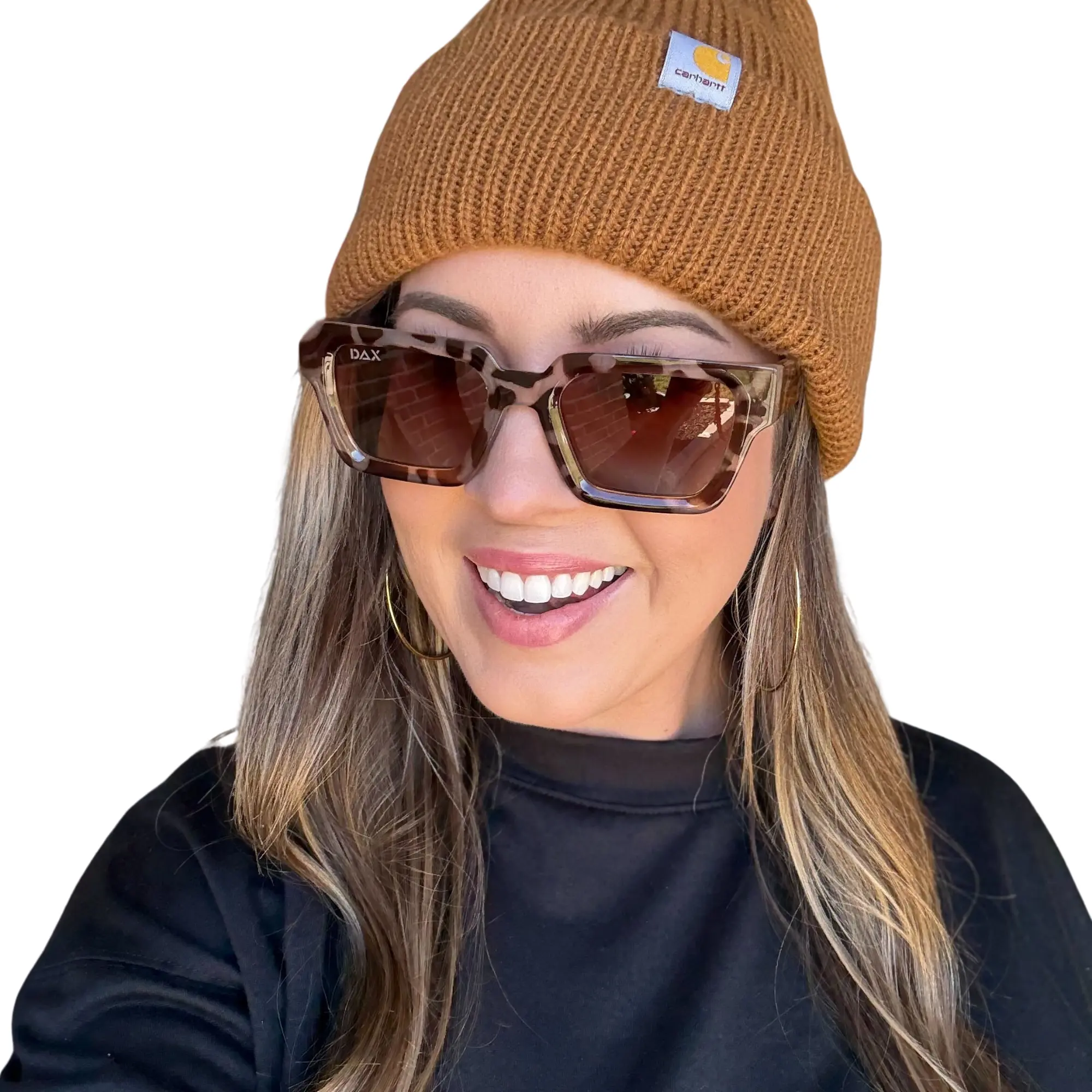 DAX EYEWEAR Allie Women's Rectangle Sunglasses, Trendy Casual TR90 Frames, Lightweight & Durable with Hair-Friendly Design, Polarized UV400 Protection, Lightweight Durable Sunglasses, Trendy Casual Sunglasses