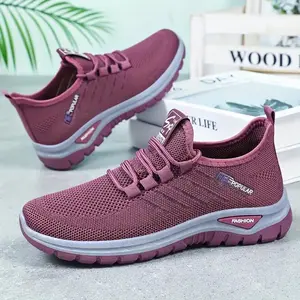 Women/Girl Breathable Mesh Walking & Running Shoes - Lightweight Slip-On/Lace-Up Closed-Toe Sneakers, Mid-Top Support, Durable Fabric/PVC, Round Toe Wide-Fit for Outdoor Sports/Training, Hand Washable Modern Athletic Footwear (Trainer)Valentine Gift