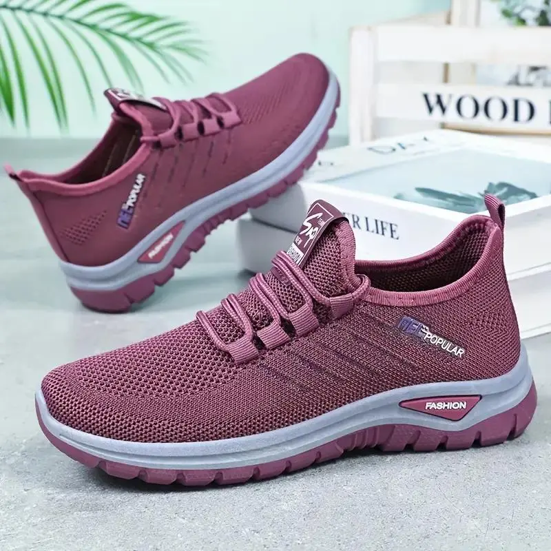Women/Girl Breathable Mesh Walking & Running Shoes - Lightweight Slip-On/Lace-Up Closed-Toe Sneakers, Mid-Top Support, Durable Fabric/PVC, Round Toe Wide-Fit for Outdoor Sports/Training, Hand Washable Modern Athletic Footwear (Trainer)Valentine Gift Sport