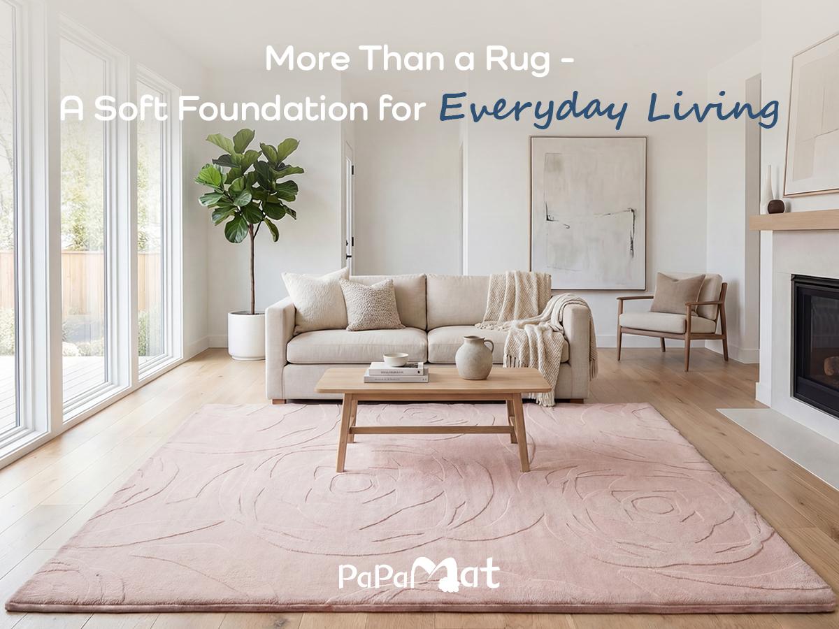 PaPaMat 1.3" Thick Plush Area Rug, Extra Large Soft Floral Non-Slip Baby Play Mat, Faux Fur Rose Jacquard Shag Carpet for Living Room & Bedroom