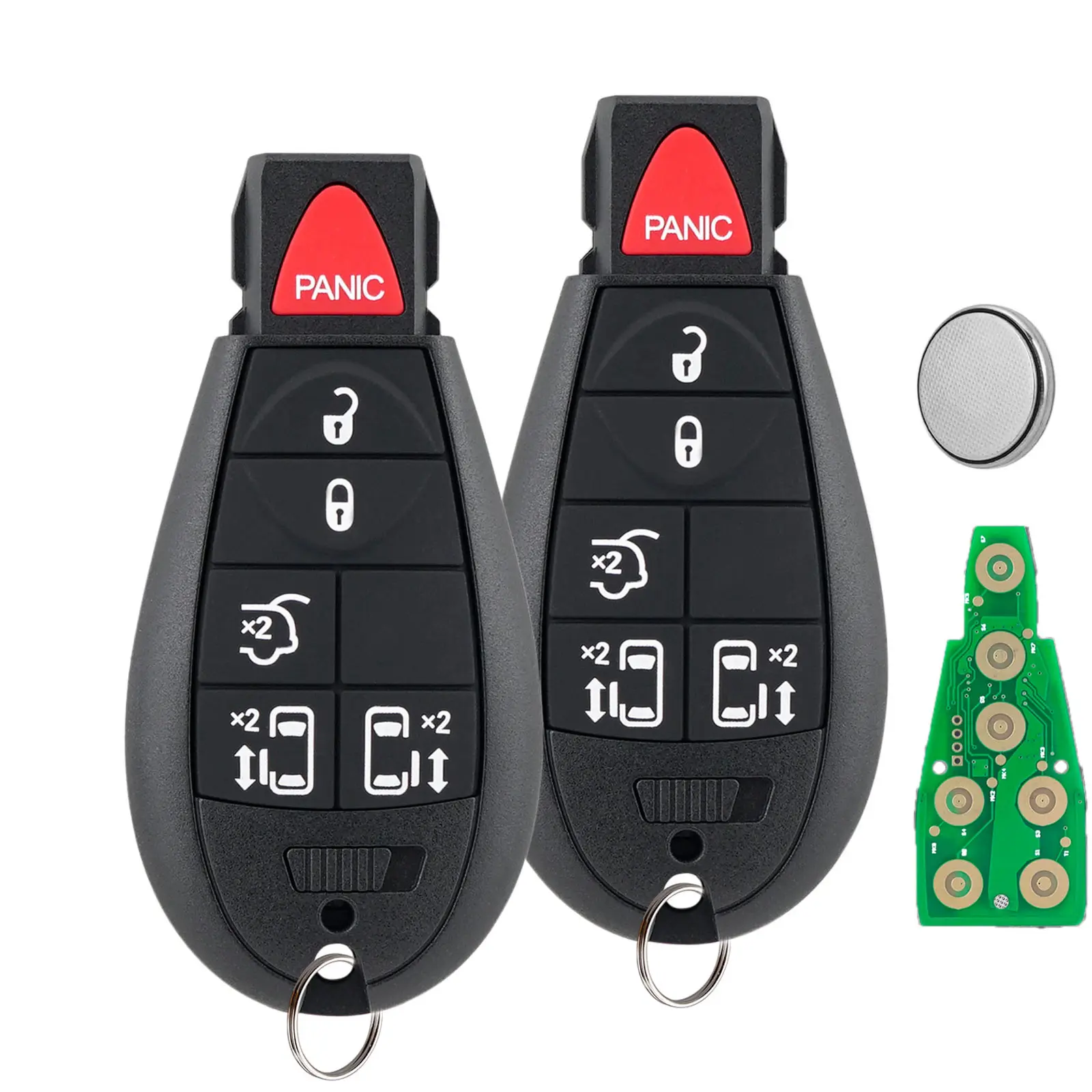 Key Fob Replacement, 2-Pack 6-Button Key Fob for 2008-2019 Chrysler Town & Country/Dodge Grand Caravan Van, M3N5WY783X IYZ-C01C