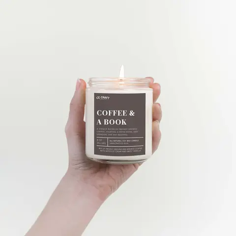 Bookish Themed Vegan & Cruel-Free Amber Glass Jar Candle - Light, Freshener, Cozy Aroma for Aesthetic Home Decor - Ideal Gift for BookTok Enthusiasts, Home Supplies