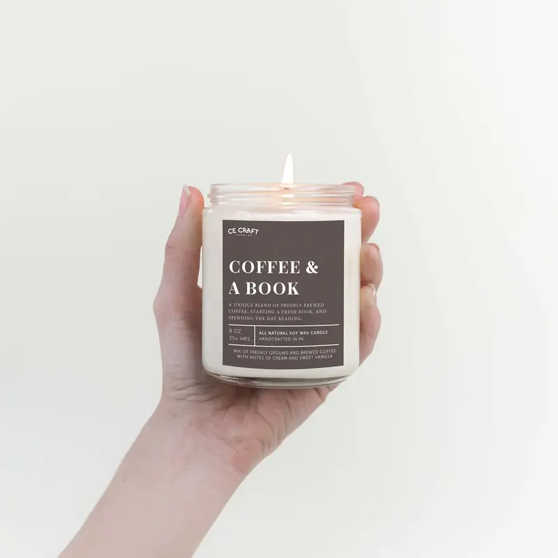 Bookish Themed Vegan & Cruel-Free Amber Glass Jar Candle - Light, Freshener, Cozy Aroma for Aesthetic Home Decor - Ideal Gift for BookTok Enthusiasts, Home Supplies