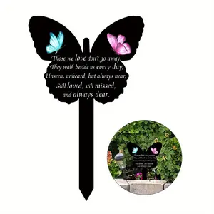 Butterfly Shaped Acrylic Monument, 1 Count Waterproof Durable Garden Pile, Eternal Memory Sign, Perfect for Outdoor Tributes