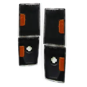 1988-1993 GMC Sierra/Yukon Chevrolet Silverado Corner Lights w/ Amber Reflectors (Matte Black Housing/Clear Lens)