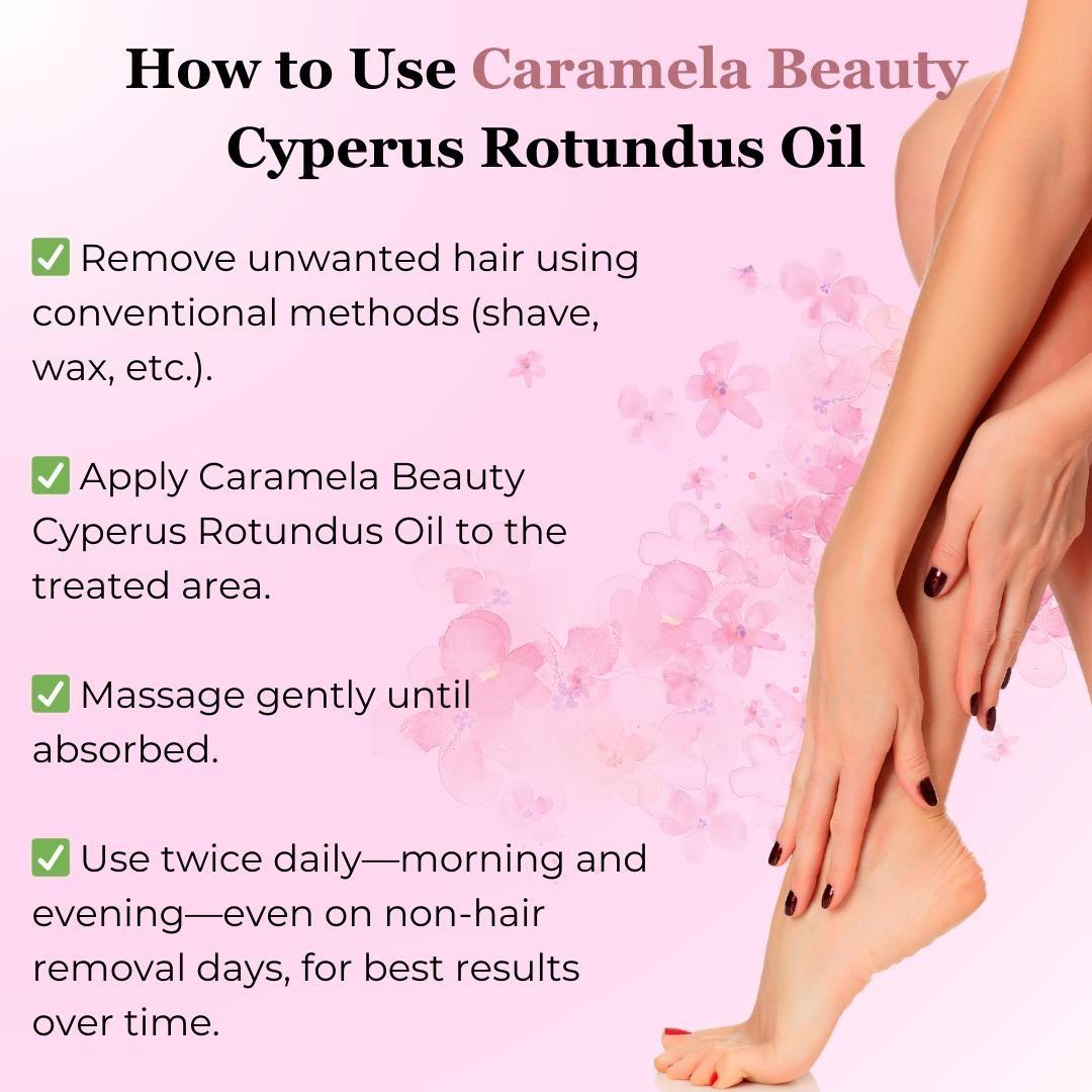 Caramela Beauty Cyperus Rotundus Oil for Natural Hair Reduction - 60ml/2oz
