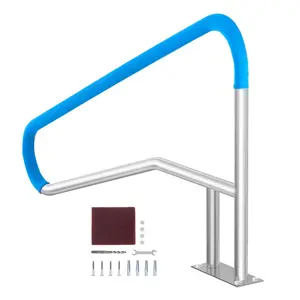 VEVOR Pool Handrail, 55 x 32 inch Pool Railing, Stainless Steel with Base Plate for Indoor/Outdoor Pools,Swimming Pool Safety Railing for Decks,Rust-Proof Grab Bar w/ Grip Cover&Accessories for Spas