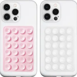 2pc Silicone Phone Mount Case Accessories with Grip and Adhesive Stand, Hands-Free Holder for Selfies and Videos, Compatible with iPhone and Android