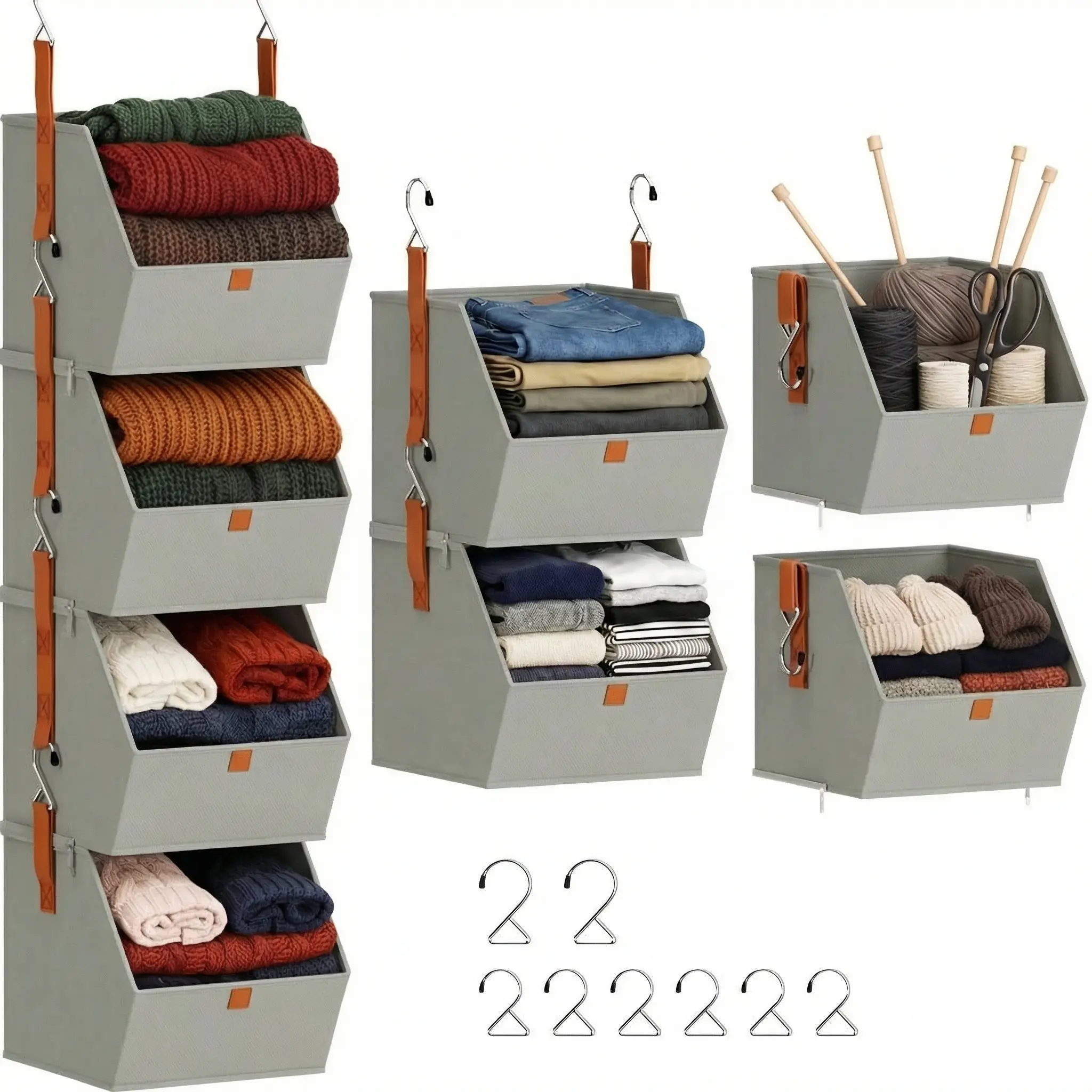 4-in-1 Modular Hanging Wardrobe Organiser with Zipped Storage Baskets - Seamless Wardrobe Fit for Flexible Organization, Ideal for Bedrooms, Motorhomes, Small Spaces