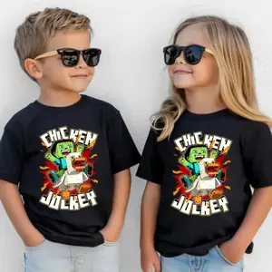 Youth and adult Chicken Jockey Youth T-Shirt, Gift for Game Lover Chicken, Minecraft Quirky Cotton Graphic Youth Sweatshirt Hoodie, Trendy Tees, kids clothing, birthday gift, summer shirt, Family shirt