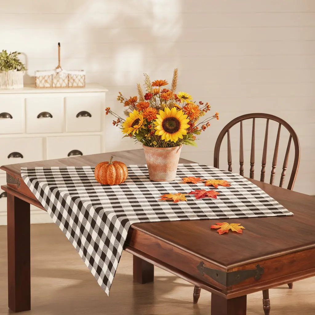 Sable Ann Buffalo Check Table Topper, Decorative Farmhouse Style Kitchen Household Product for Dining Room Table Setting, 40X40 In