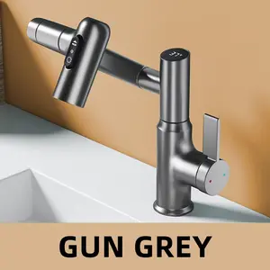Digital Display LED Basin Faucet 360 Rotation Multi-Function Stream Sprayer Hot Cold Water Sink Mixer Wash Tap for Bathroom washower