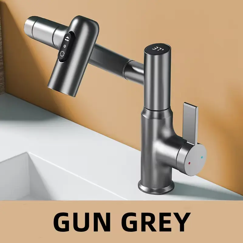 Digital Display LED Basin Faucet 360 Rotation Multi-Function Stream Sprayer Hot Cold Water Sink Mixer Wash Tap for Bathroom washower