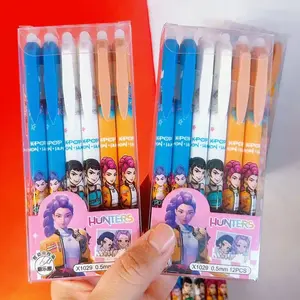 12pcs Kpop Hunter Witch Team Erasable Neutral Pens, Press Type Neutral Pens, Student Stationery, Writing Pen, Back to School Gift