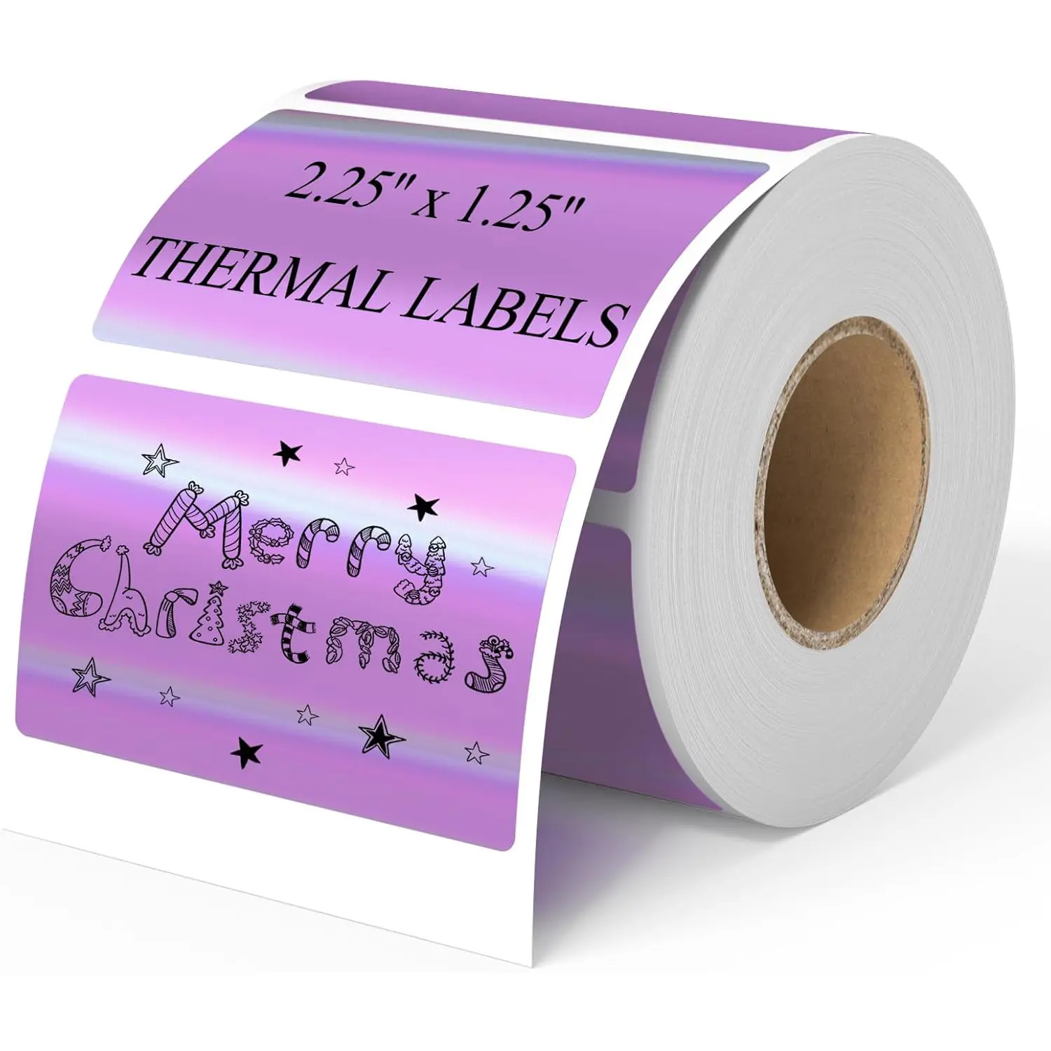 SJPACK 2.25" x 1.25" Holographic Purple Thermal Labels, 500pcs Waterproof Self-Adhesive Printable Stickers for Thermal Printers, Small Business Logo, Barcode, Packaging