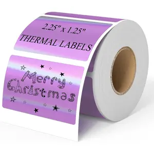 SJPACK 2.25" x 1.25" Holographic Purple Thermal Labels, 500pcs Waterproof Self-Adhesive Printable Stickers for Thermal Printers, Small Business Logo, Barcode, Packaging