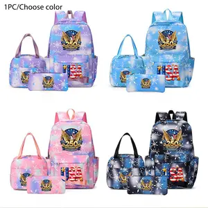 American Independence Day 250th Anniversary Snowflake Backpack Set, Multicolor, Durable Material, Computer Compartment, Lunch Bag & Pencil Case