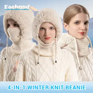 4-in-1 Winter Balaclava for Women Acrylic Beanie Face Mask Neck Gaiter Ultimate Protection Warmth Comfort Adjustable Fit Stylish Functional