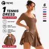 TCVC Women's Square Neck Tennis Dress with Inner Pocket, 2-in-1 Athletic Skort Dress for Workout, Golf, Pickleball & Casual Wear for Summer & Summer Wear