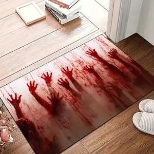 1pc entry mat | entrance rug | Halloween rug | bloody hand pattern with a scary atmosphere | soft, comfortable, non-slip, machine washable | Halloween home decor | Suitable for doorways, living rooms, bedrooms, kitchens, and bathrooms