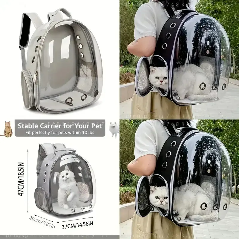 Pet Cat Carrier Backpack Double Shoulder Space Capsule Portable Travel Bag for Small Cats Dogs Breathable Outdoor Pet Carrier