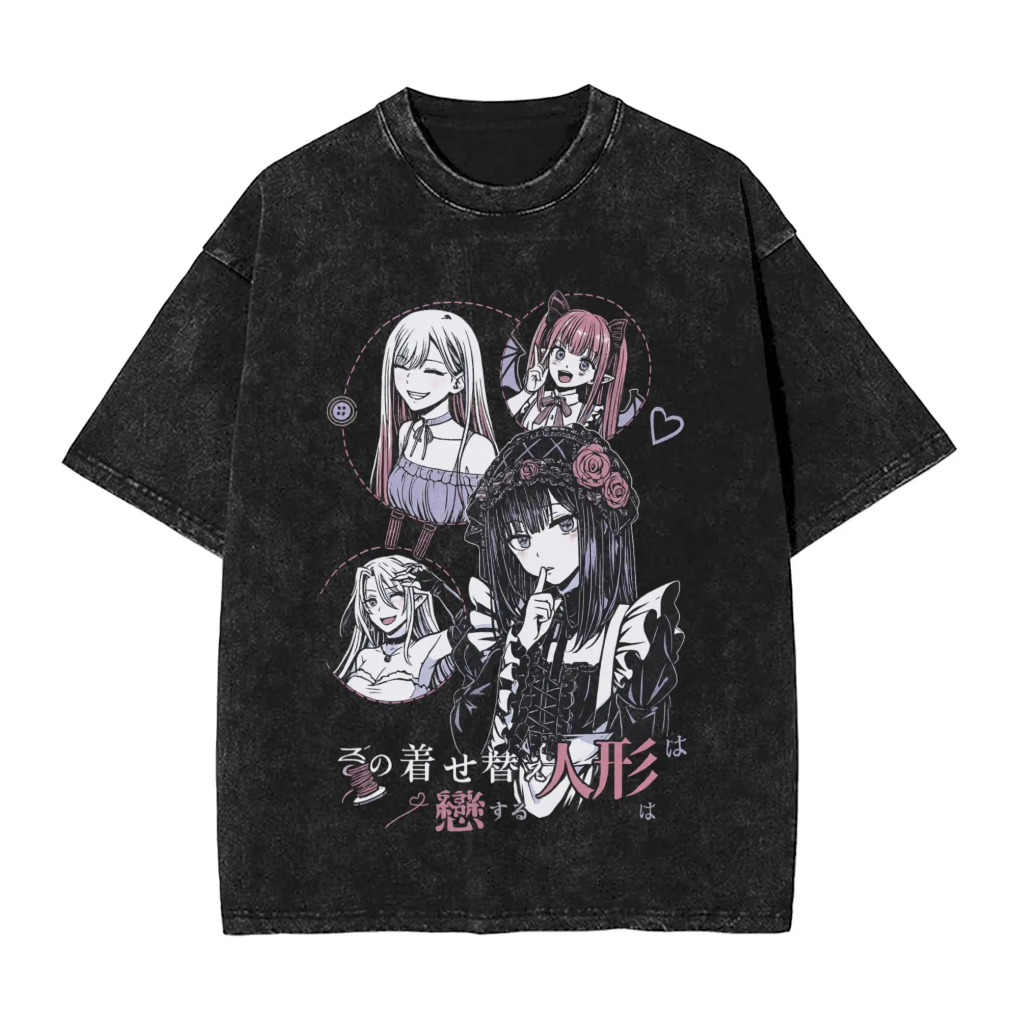valentine shirts My Dress up Darling Marin Kitagawa T Shirt Hip Hop Washed Harajuku T-Shirts  Vintage Men Women Tops Streetwear Summer Tops Tees Crewneck Distressed