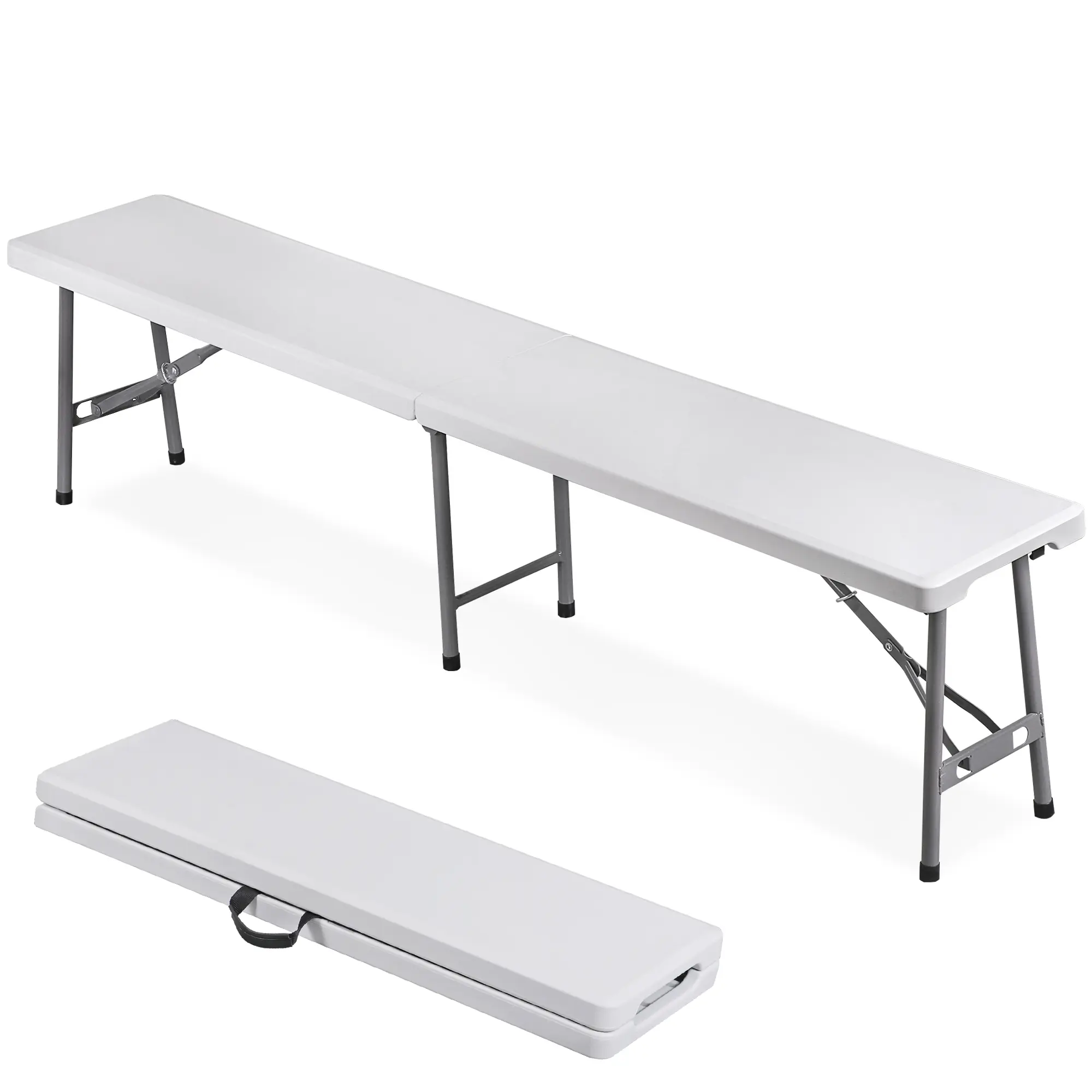 Zeny 6ft Lightweight Outdoor Table - Heavy-Duty Weatherproof Plastic, Foldable, 660lbs Capacity, Portable Patio Furniture with Carrying Handle, for Garden, Camping, Restaurants