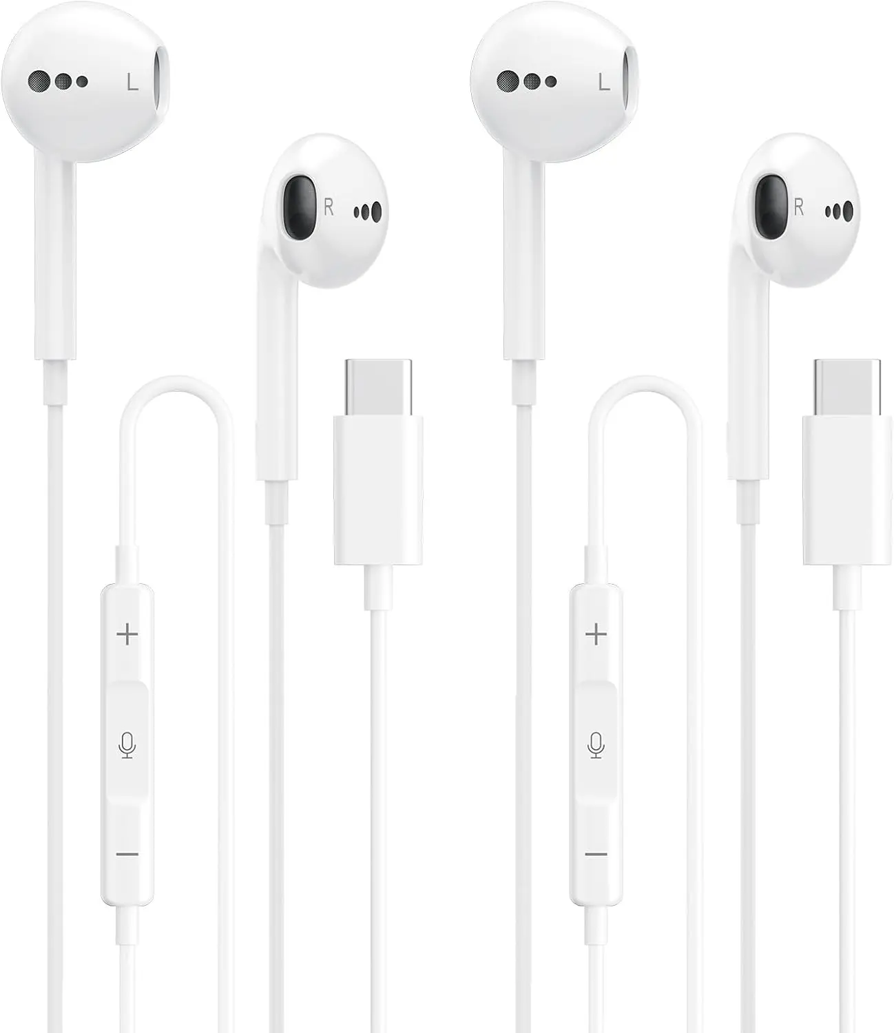 2 Packs USB C Headphones for iPhone 17/16/15 Earbuds, Type C Earphones with Mic & Remote Control Noise Cancelling for iPhone 17 16 15 Pro Max Plus, iPad Pro, Galaxy S25/S24/Ultra Note 10/20 and More