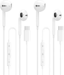 2 Packs USB C Headphones for iPhone 17/16/15 Earbuds, Type C Earphones with Mic & Remote Control Noise Cancelling for iPhone 17 16 15 Pro Max Plus, iPad Pro, Galaxy S25/S24/Ultra Note 10/20 and More