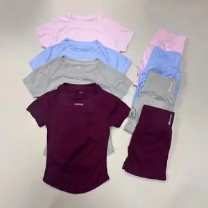 DFYNE Best-Selling Seamless Women’s Set: Short-Sleeve Crew-Neck Top & Butt-Lifting Shorts — High-Stretch, Slim-Fit Yoga Workout Activewear