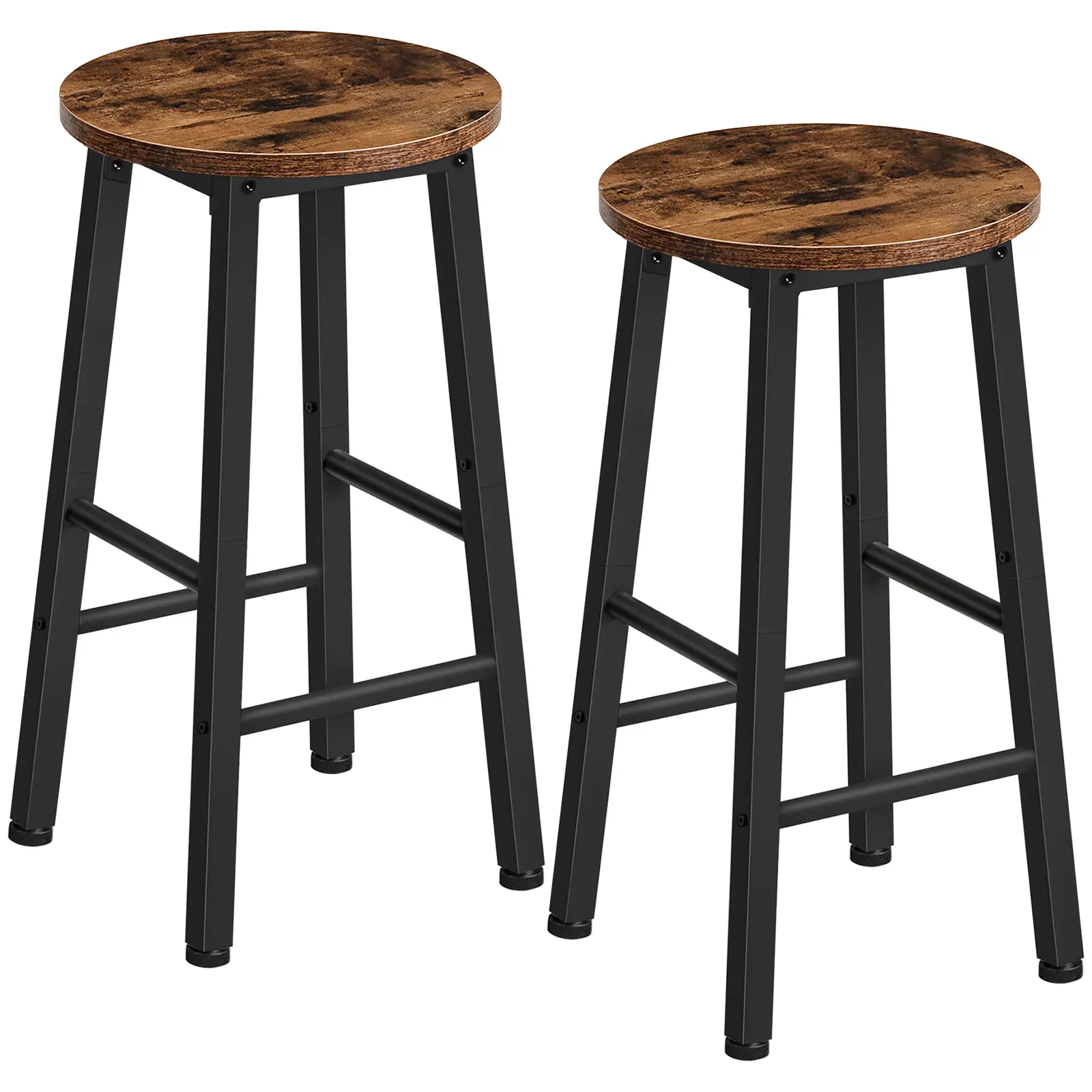 HOOBRO Set of 2 Counter Height Bar Stools, 24.8" Bar Stools for Kitchen Island, Industrial Kitchen Bar Chairs, for Dining Room, Kitchen, Bar, Rustic Brown and Black #SummerVibes