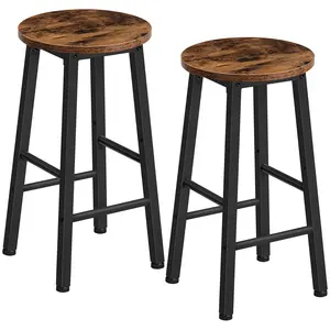 HOOBRO Set of 2 Counter Height Bar Stools, 24.8" Bar Stools for Kitchen Island, Industrial Kitchen Bar Chairs, for Dining Room, Kitchen, Bar, Rustic Brown and Black