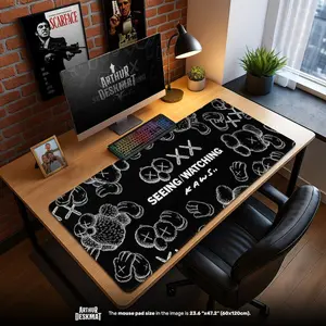 KAWS Seeing Watching Mouse Pad - Companion Art Desk Mat with XX Eyes, Street Art Gaming Setup, Urban Decor Gift