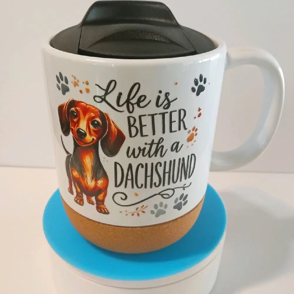 Stylish Cute Dachshund Puppy Coffee Mug, Glossy Ceramic Drinkware