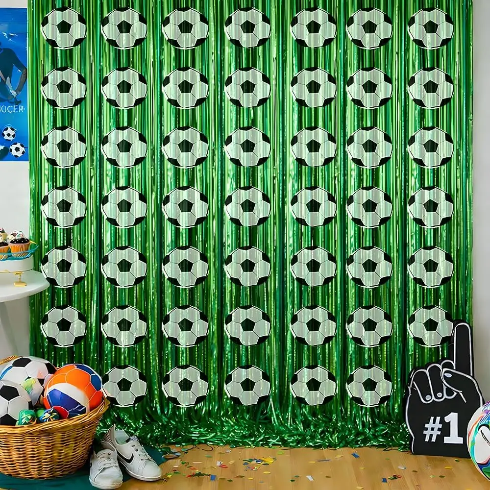 Soccer Birthday Party Decorations - Green White Streamers Backdrop Banner | Soccer Theme Party Favors Supplies Indoor Outdoor - World Soccer Cup 2026 Merchandise Accessories Decor for Wall Door
