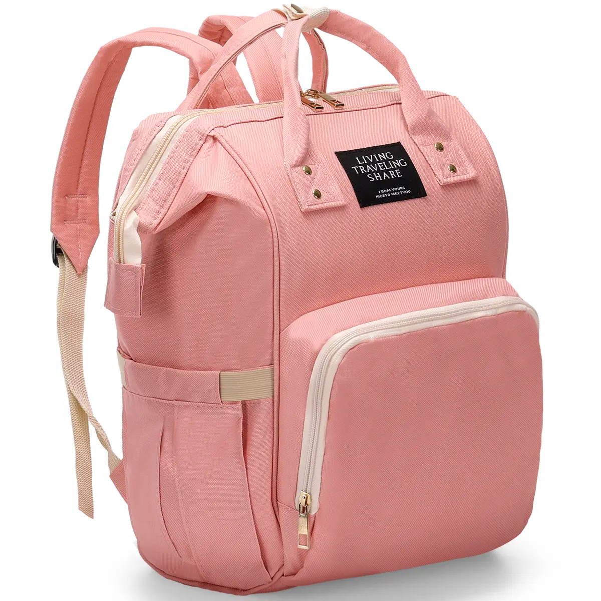 COMOMY Durable Unisex Backpack Diaper Bag (15.7in×9.84in×6.3in) - Pink Diaper Purse, Adjustable Shoulder Straps, Multi-Compartment, Aluminum Foil Insulated Storage Pockets, Waterproof, Large Capacity, Easy Access, Outdoor/Party Use, Mother's Day Gift, Sto