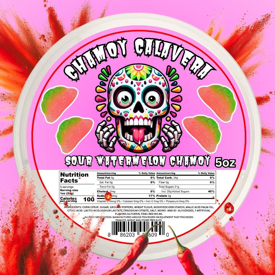 Sour Watermelon Chamoy 5oz Jar Spicy Candy Snack mexican candy | Chamoy Calavera sour sweet Bonbon Flavor
