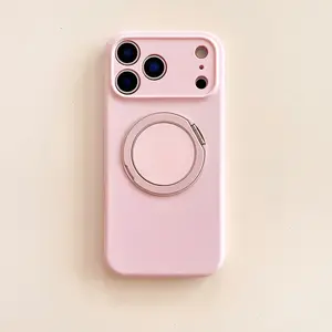 360 Degree Rotatable Phone Case with Camera Lens Protector, Magnetic Suction Dropproof Durable Silicone Phone Protective Cover, Phone Accessories for iPhone 16 Pro 15 14 Plus, Casing