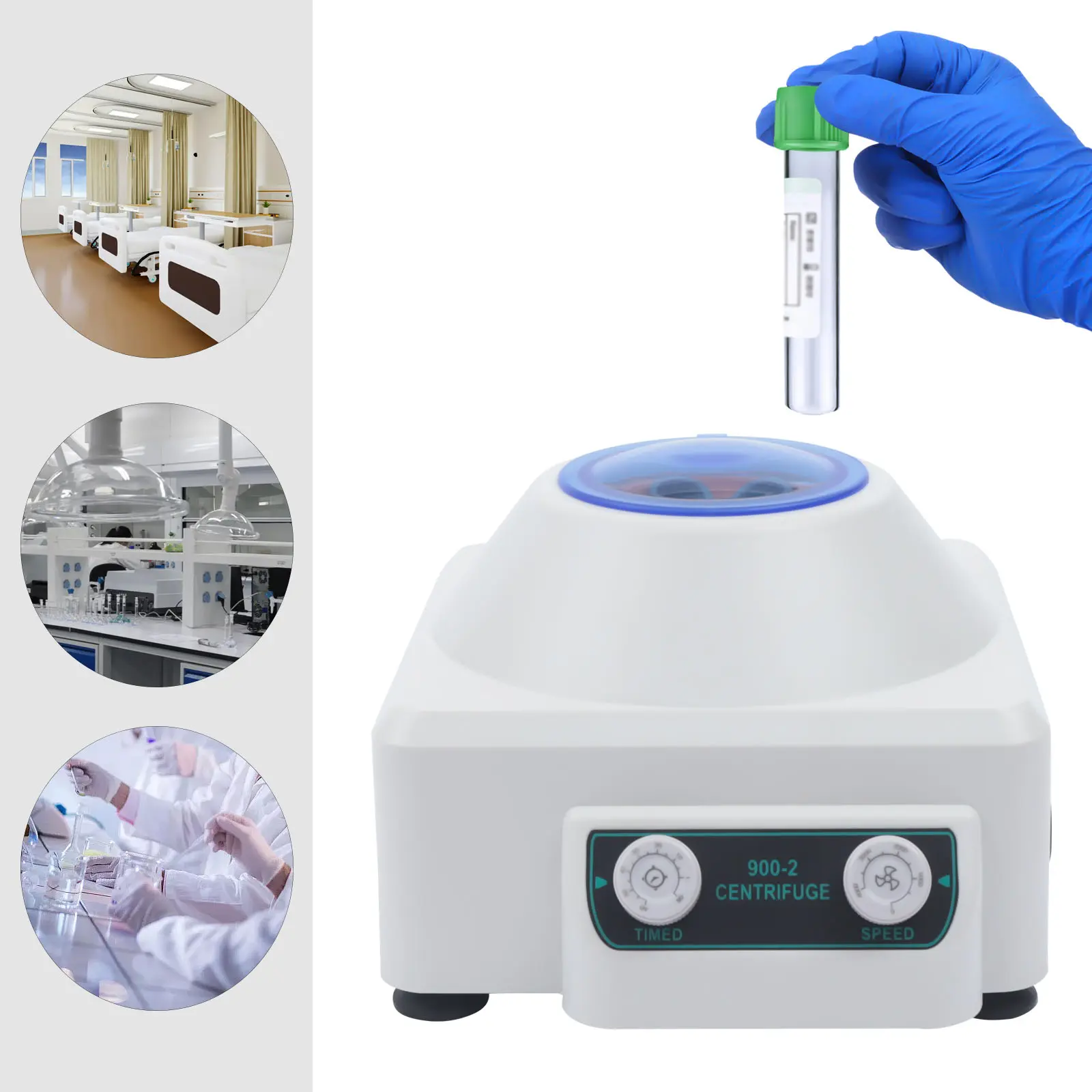 White Portable Laboratory Benchtop Electric Centrifuge Machine - 6x20ml Test Tubes, 4000 rpm max, 110V, 0-60min Timer, Low Noise for Plasma, Serum, Chemistry Sample Processing - Healthcare, Biology Apps (Tools & Hardware), Immune