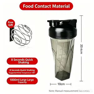Tritan Protein Powder Shaker Cup, Heat-Resistant & Drop-Proof, Automatic Whirl Mixing, Leak-Proof, Portable, Ideal for Outdoor Fitness