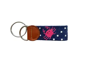 Needlepoint Crab Keychain