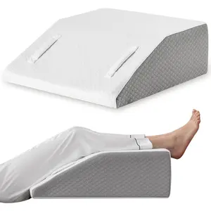 Leg Elevation Pillow for After Surgery, 8inch Foam Leg Elevating Pillow for Swelling and Blood Circulation, Leg Wedge Pillow for Sleeping, Knee Pillow for Knee Hip Ankle Pain Relief, White