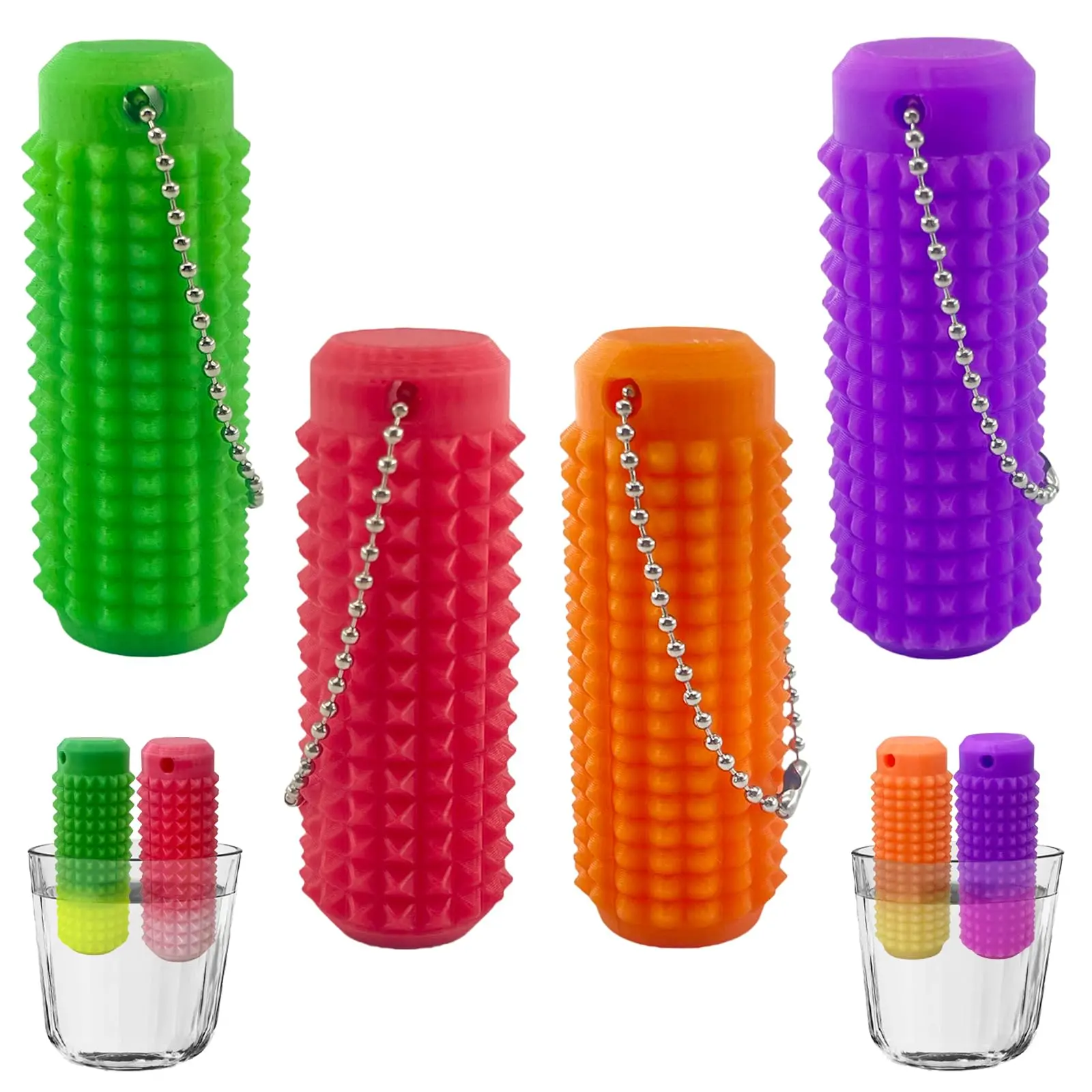 Spiky Grippie Keyring, Novelty Purple Fidget Toy for Adults with Rotating Spikes, 3D Printed Sensory Roller for Anxiety Relief, Calming Tool, Cartoon Characters, Casual, Portable, Family, Positive Emotional Support, Friends, Rotatable Upgrade Function, Sm