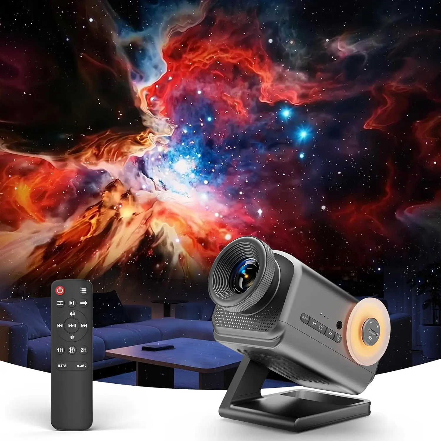 3D Projector with 66 Scenes, Galaxy Star Projector for Room Decor With Built In Speaker and Bluetooth Audio Adjustable Birthday Christmas Phone Remote Wheel Black