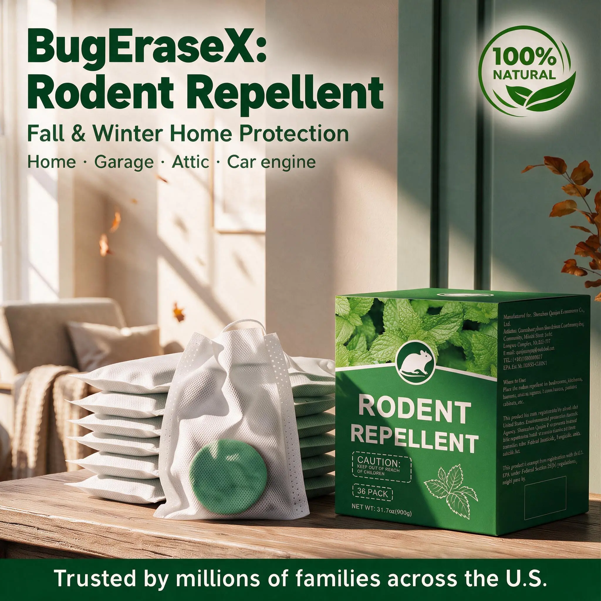 12-Pack Rodent Repellent Balls,Pesticide-Free Pest Deterrent,Fall & Winter Protcection for Attic/Storage/Basement/Garage,Pet & Kid-Safe,Long-Lasting Peppermint Oil,Indoor & Outdoor Use